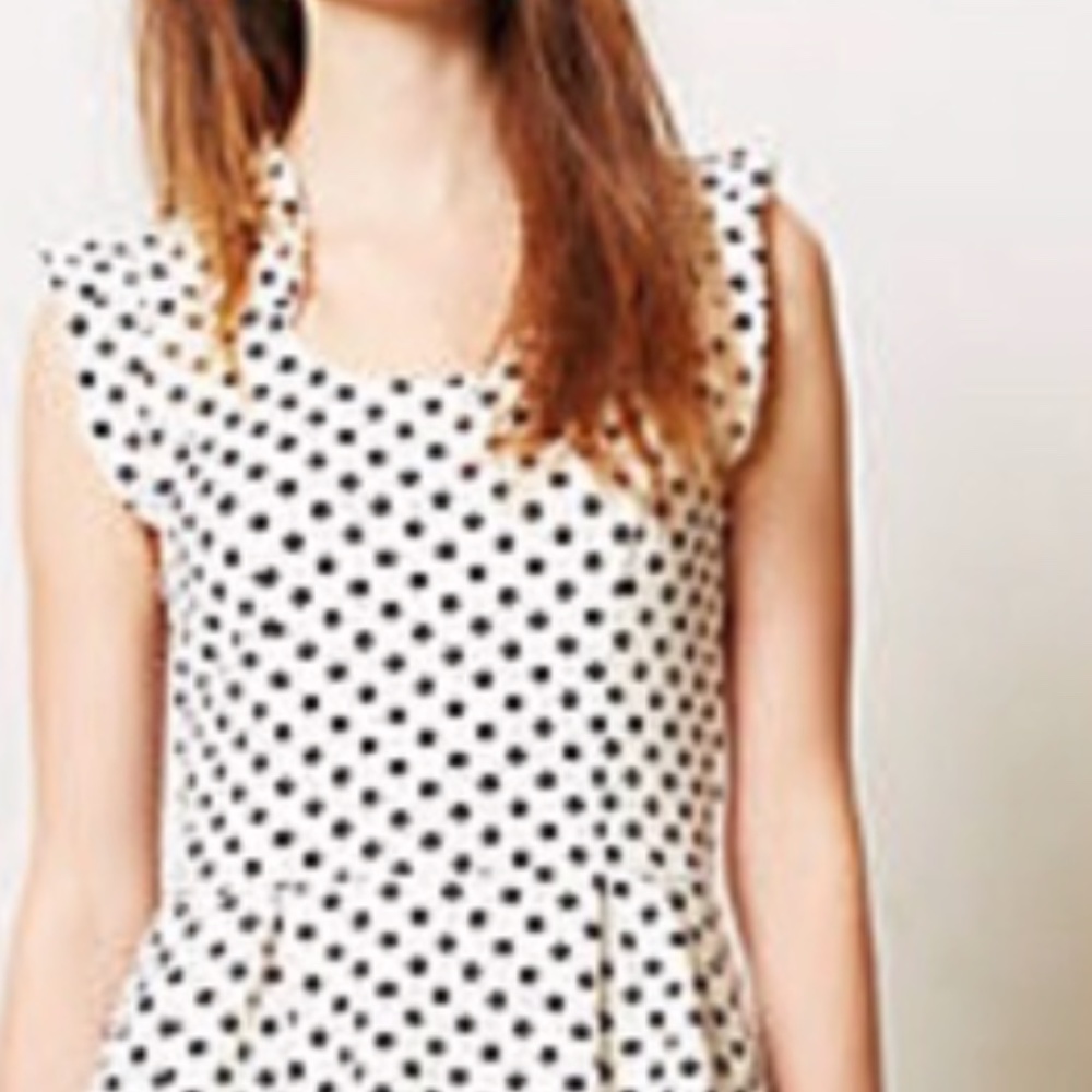 Polka dot peplum ruffle top Sz XS